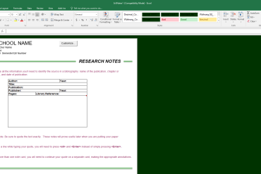 3×5 Notes Excel Template Free Download